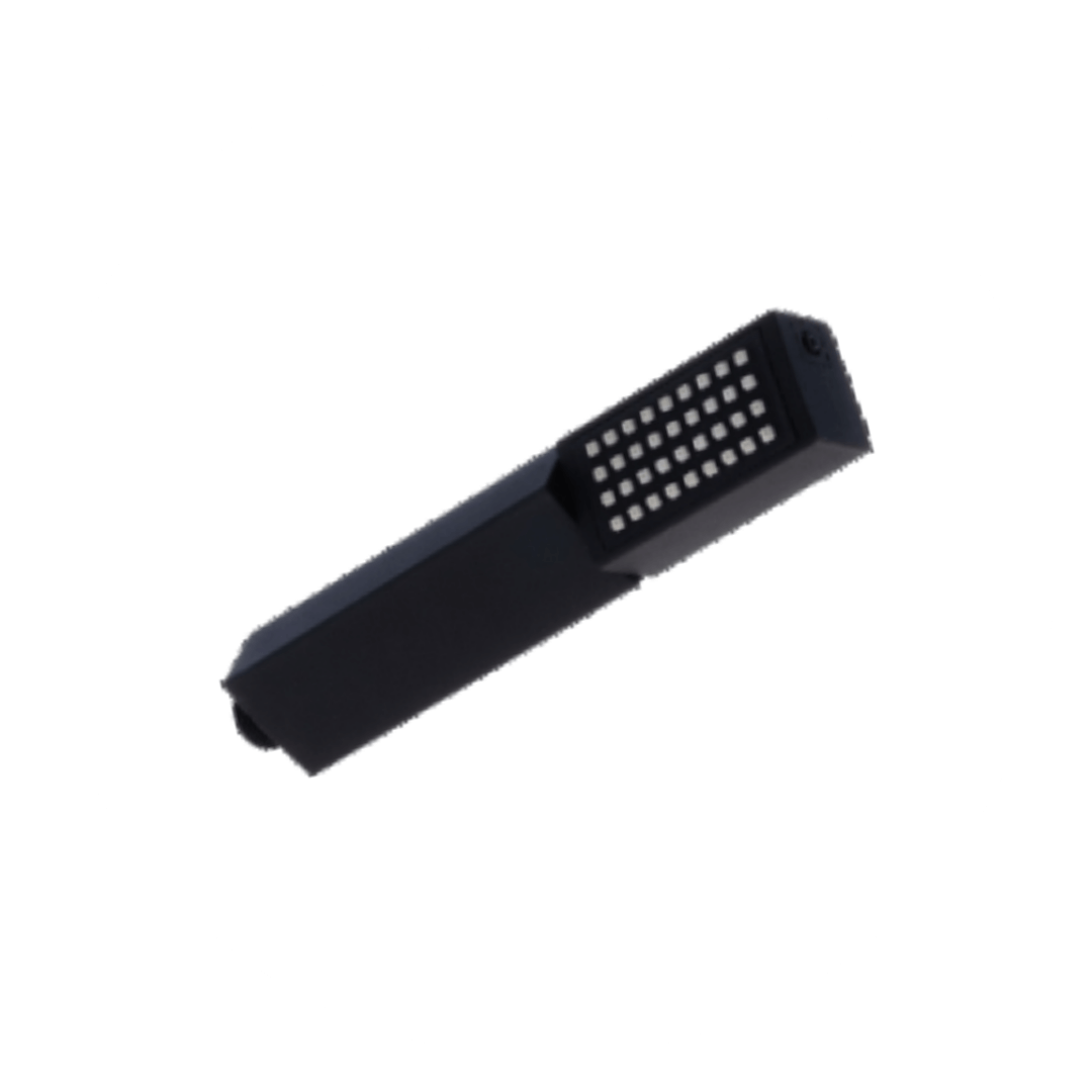 Ducha manual (chuveirinho) retangular na cor preta black matte, peça de reposição ou complemento para kits de banho modernos.
