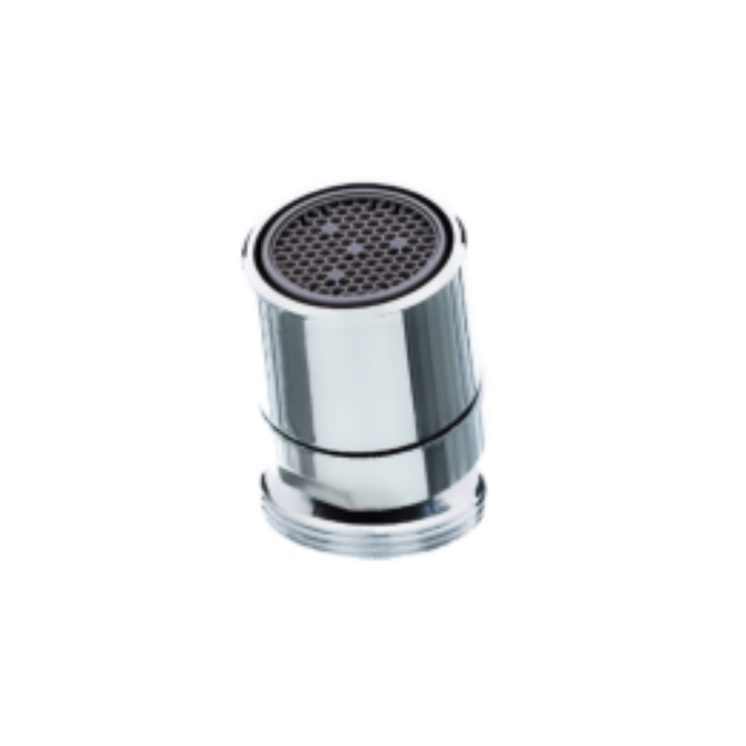 Arejador de torneira cromado tipo articulado, ilustrando a linha de acessórios para redução de consumo de água e direcionamento do jato.